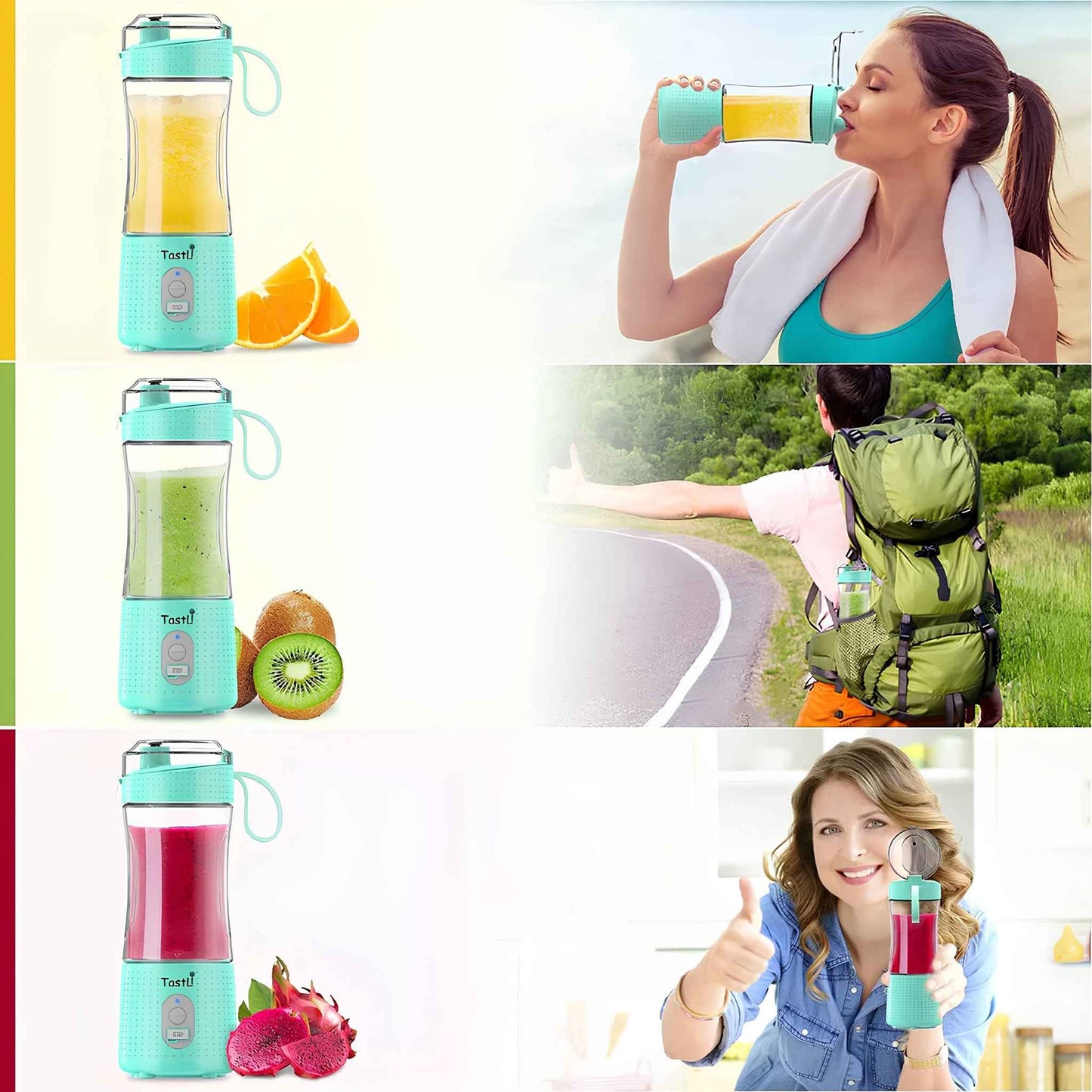 Portable Personal Blender for Smoothies & Shakes – USB Rechargeable Mini Blender with 6 Blades, 13oz