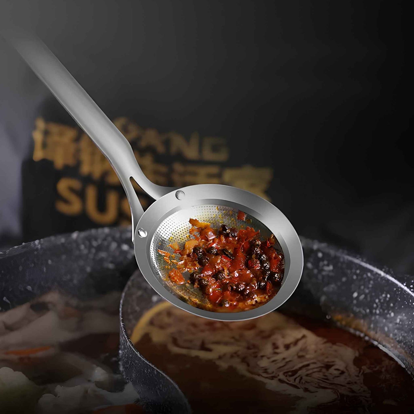SleekSkim™ Stainless Steel Mesh Strainer – Fine Mesh Skimmer for Oil, Soup & Frying