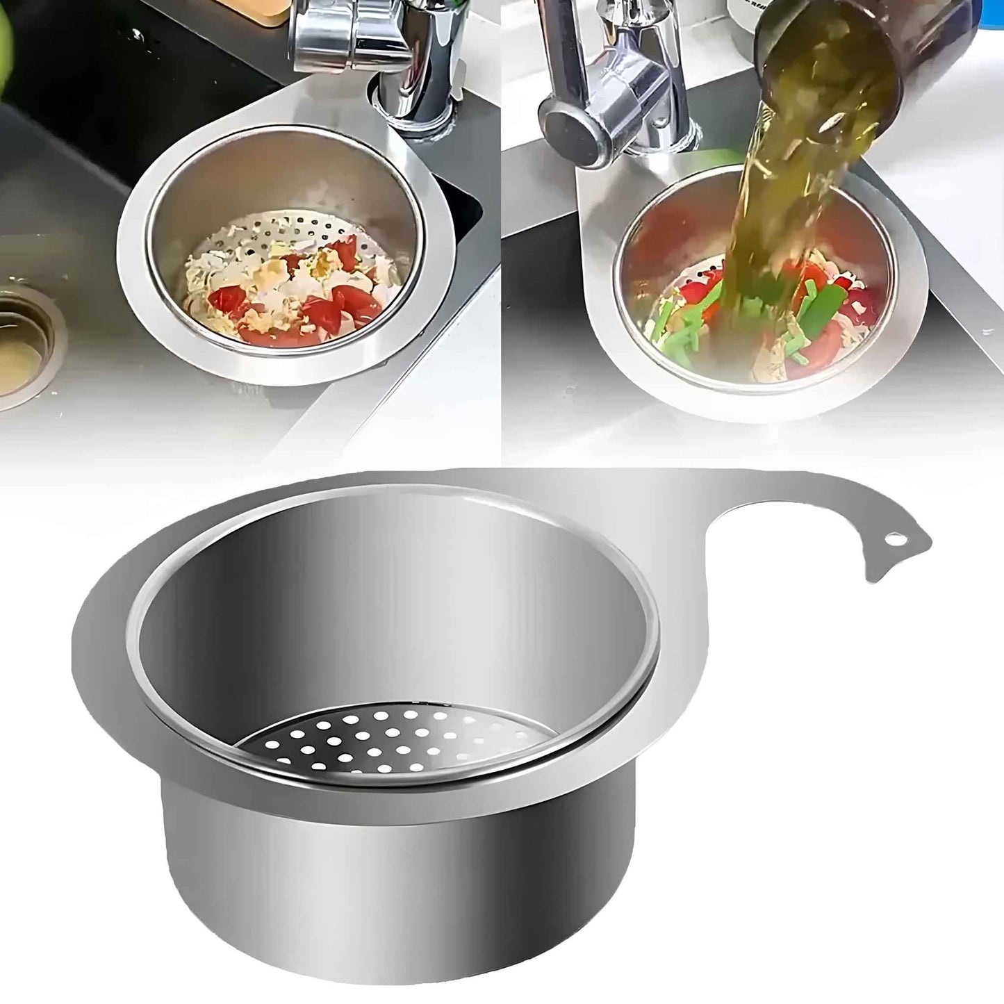 Stainless Steel Swan Sink Strainer Basket – Hanging Drain Basket for Kitchen Sink, Fruit & Vegetable Drainer, Sponge Holder