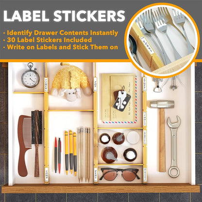 Bamboo Kitchen Organizer Drawer Dividers, Expandable(17-22 In), 17"L X 0.6"W X 2.6"H