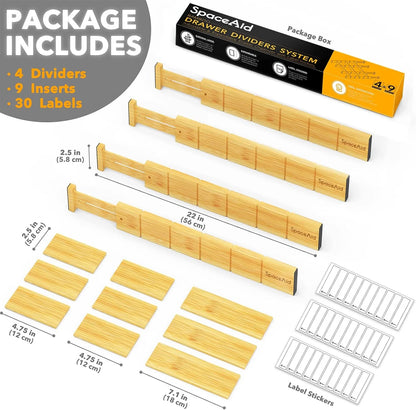 Bamboo Kitchen Organizer Drawer Dividers, Expandable(17-22 In), 17"L X 0.6"W X 2.6"H