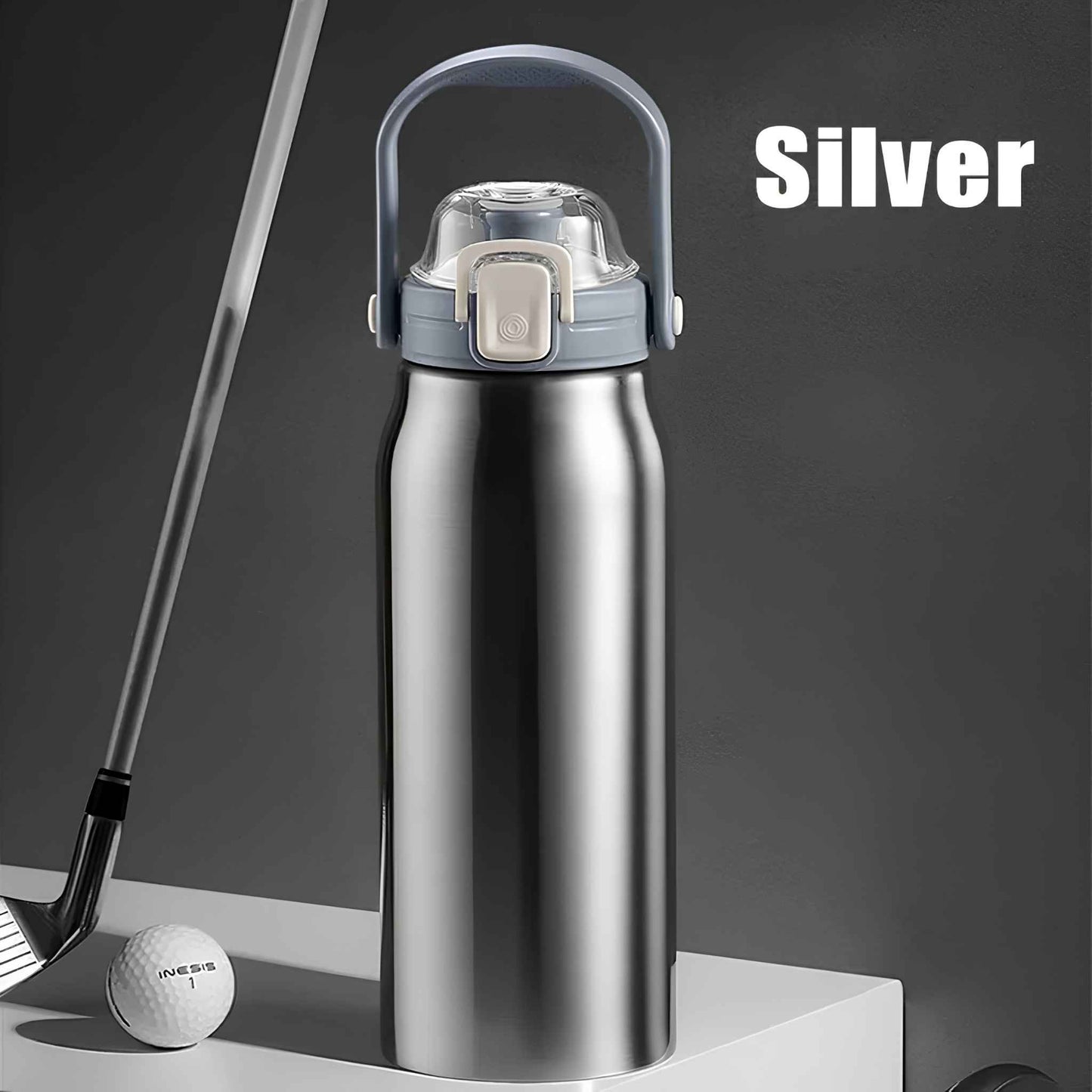 2L Stainless Steel Thermo Water Bottle with Straw – Large Vacuum Insulated Tumbler for Hot & Cold Drinks – Gym, Travel & Outdoor Sports