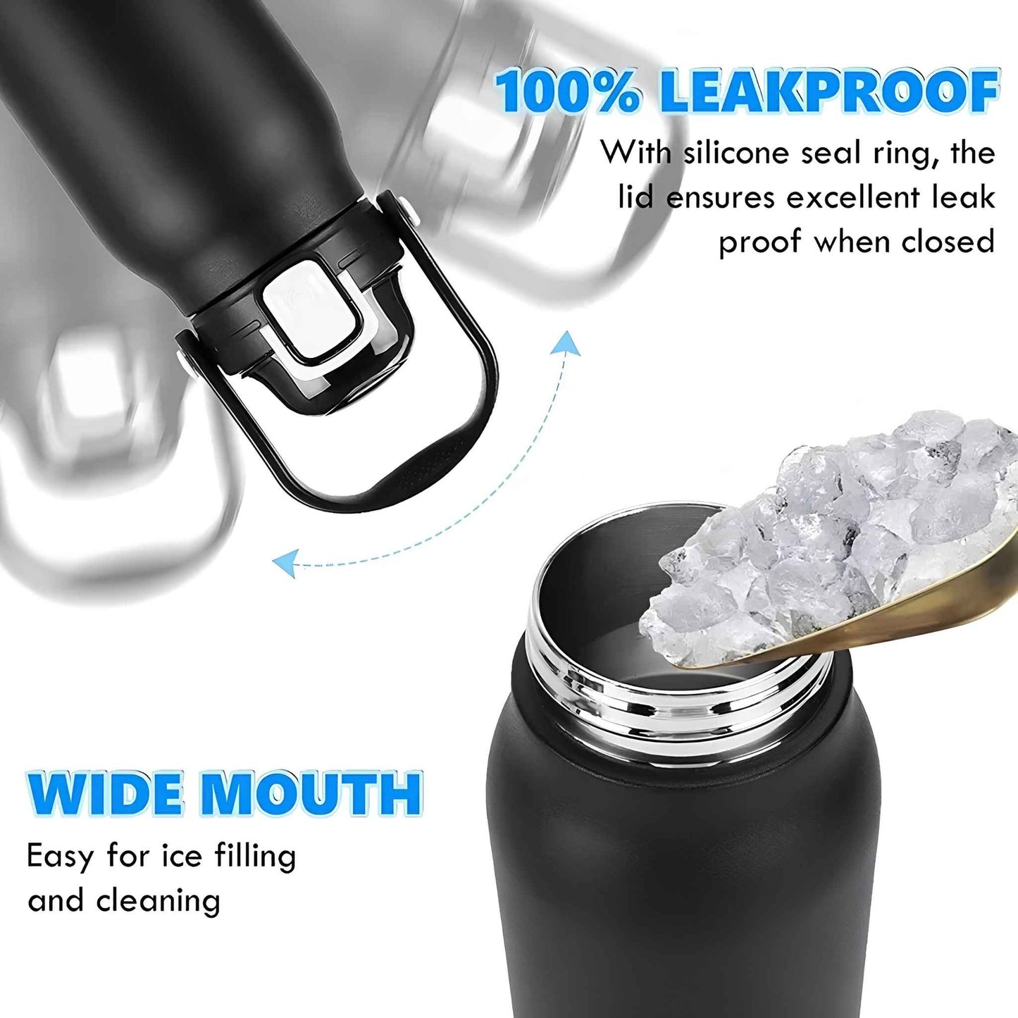 2L Stainless Steel Thermo Water Bottle with Straw – Large Vacuum Insulated Tumbler for Hot & Cold Drinks – Gym, Travel & Outdoor Sports