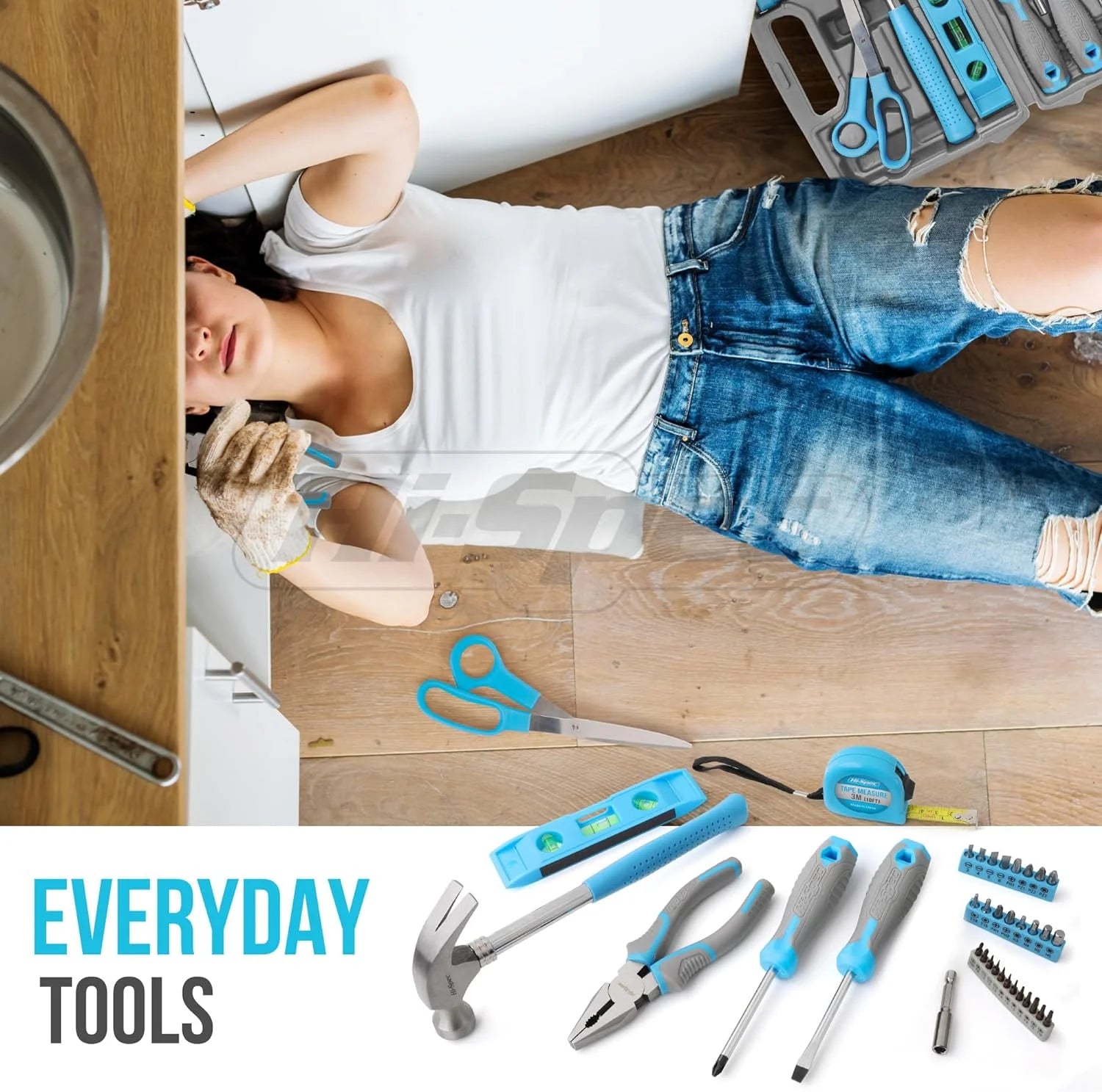 42Pcs Blue Small Basic Tool Kit for Household – Compact DIY Set for Home, Office & Dorm Repairs