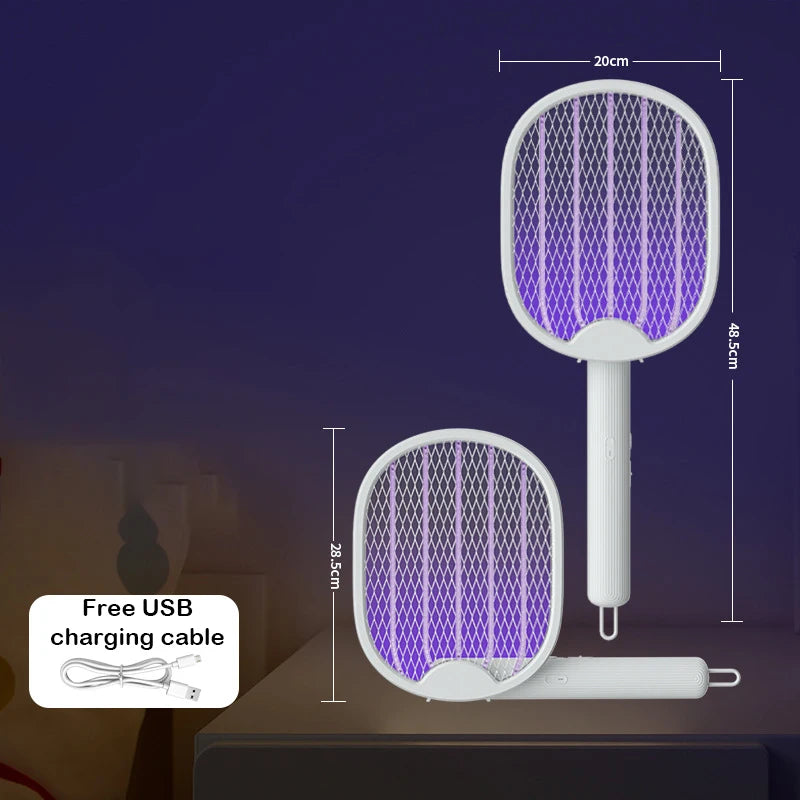 3000V Foldable Electric Mosquito Killer USB Rechargeable Fly Trap Mosquito Swatter Racket Insect Killer with UV Light Bug Zapper