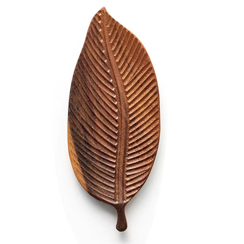 Q9QF Wooden Leaf Shape Refreshment Tray Fruit Tray Dessert Snack Plate Japanese Style Bread Wooden Plate Decorative Tableware