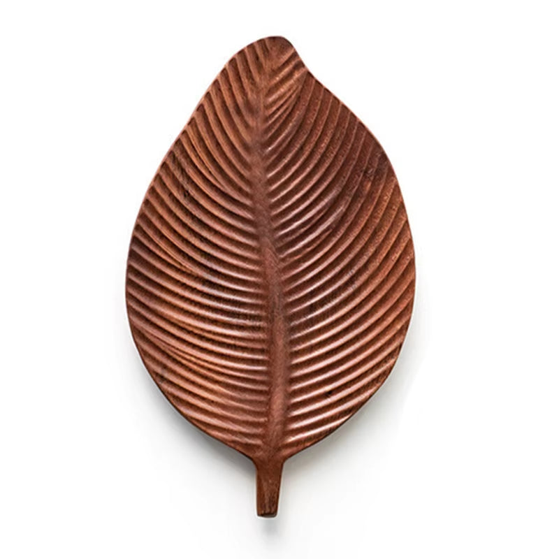 Q9QF Wooden Leaf Shape Refreshment Tray Fruit Tray Dessert Snack Plate Japanese Style Bread Wooden Plate Decorative Tableware