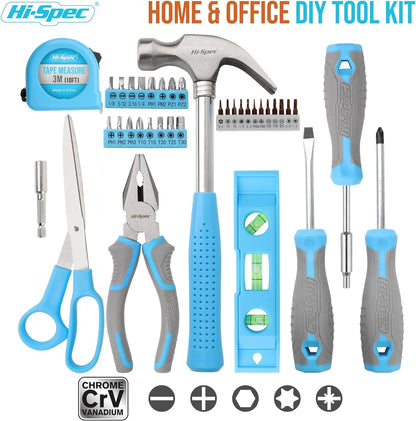 42Pcs Blue Small Basic Tool Kit for Household – Compact DIY Set for Home, Office & Dorm Repairs