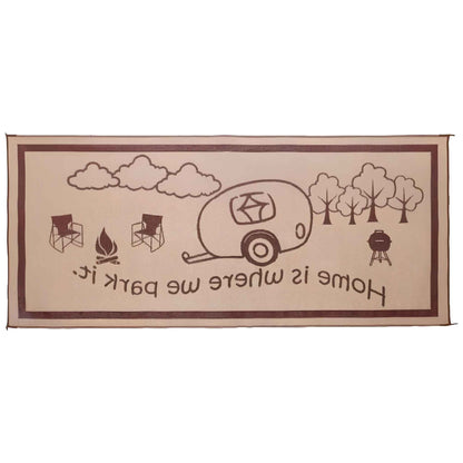 8ft x 18ft Outdoor RV Patio Mat – Reversible Brown/Beige Camping Rug for Patio, Beach & Garden Use