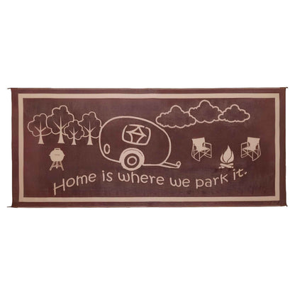 8ft x 18ft Outdoor RV Patio Mat – Reversible Brown/Beige Camping Rug for Patio, Beach & Garden Use