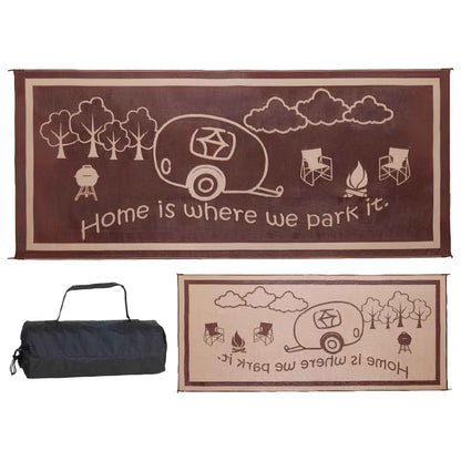 8ft x 18ft Outdoor RV Patio Mat – Reversible Brown/Beige Camping Rug for Patio, Beach & Garden Use