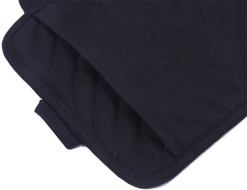 Nyi Pot Holders for Kitchen Heat Resistant, Cotton Hot Pads for Kitchen Counter Table, Black Pot Holders with Pocket