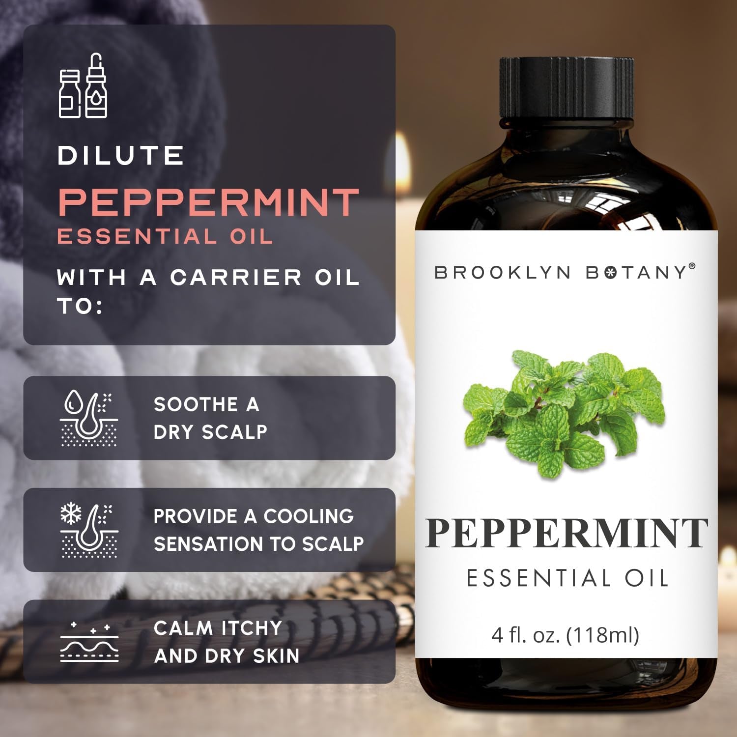 Peppermint Essential Oil – 100% Pure and Natural – Therapeutic Grade Essential Oil with Dropper - Peppermint Oil for Aromatherapy and Diffuser - 4 Fl. OZ