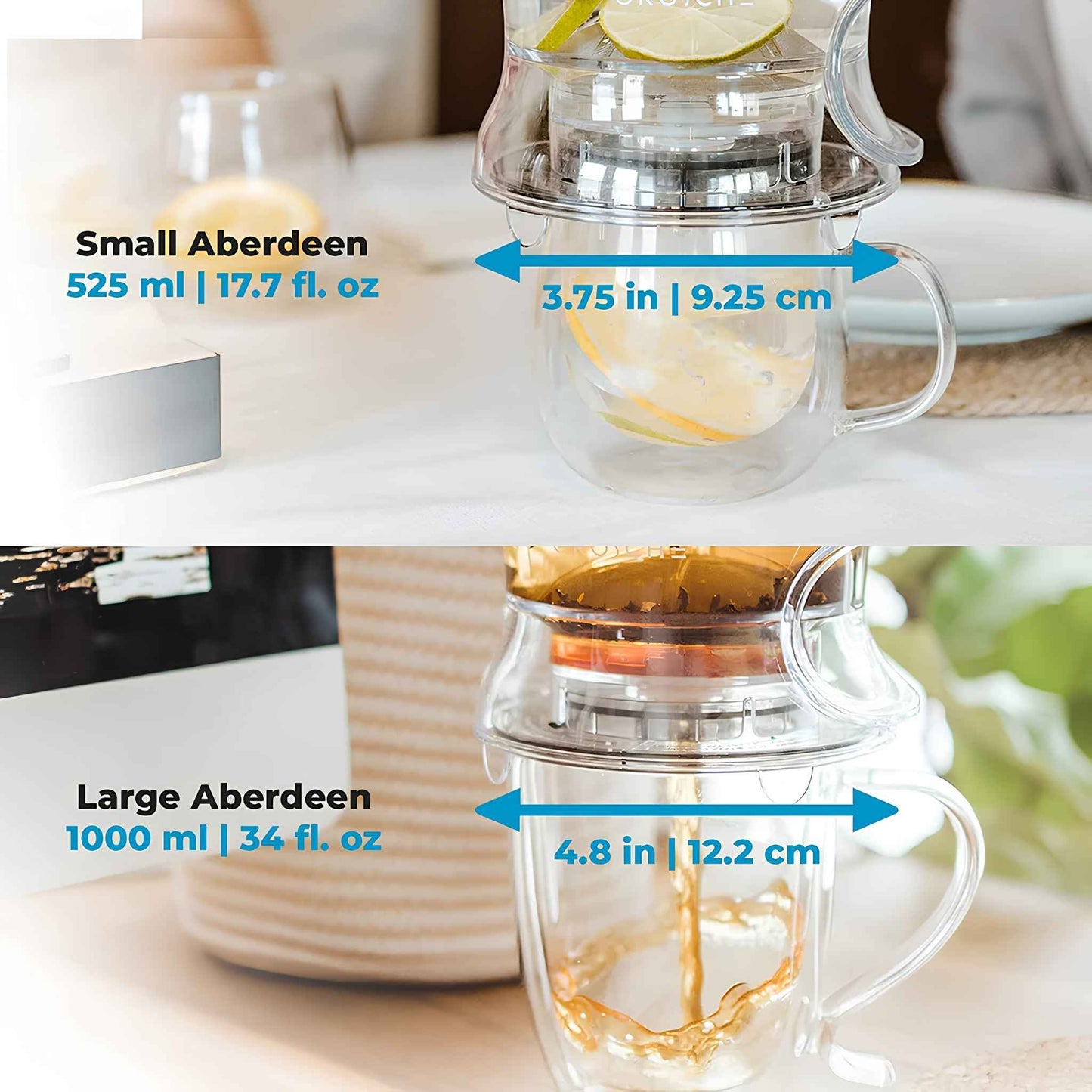Aberdeen Tea Infuser Teapot 525ml (17.7oz) – BPA-Free Smart Tea Maker with Drip-Free Design & Built-In Infuser – Easy Brew & Clean Loose Leaf Tea Steeper