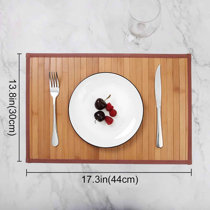 Bamboo Placemats Set of 4 for Dining Table – Heat & Stain Resistant Eco-Friendly Table Mats (45×30cm, Natural Slat Design)