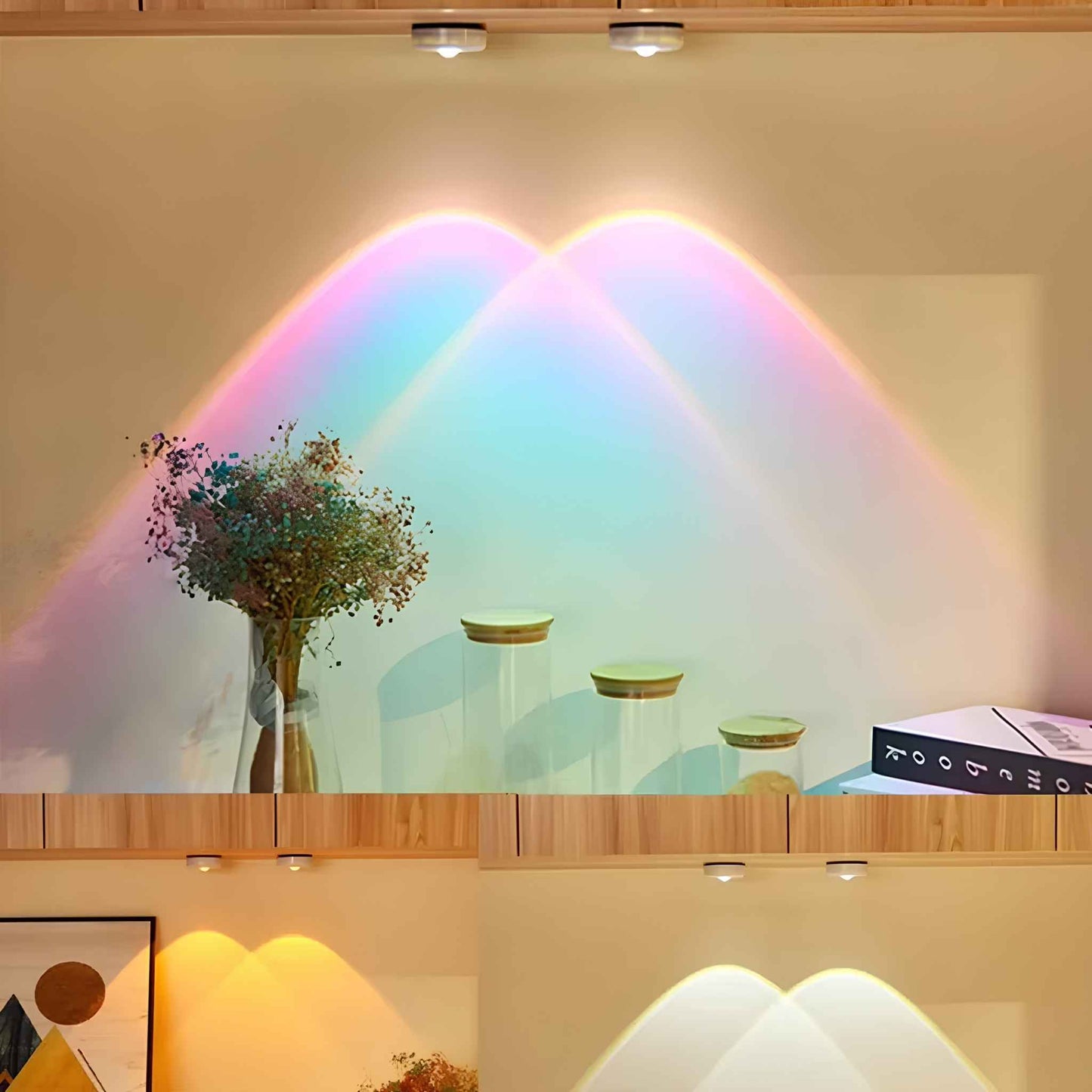 Battery-Powered Stick-On LED Lamps – Wireless Tap-On/Off Adhesive Lights for Closet, Cabinet, Hallway & Under Cabinet Lighting