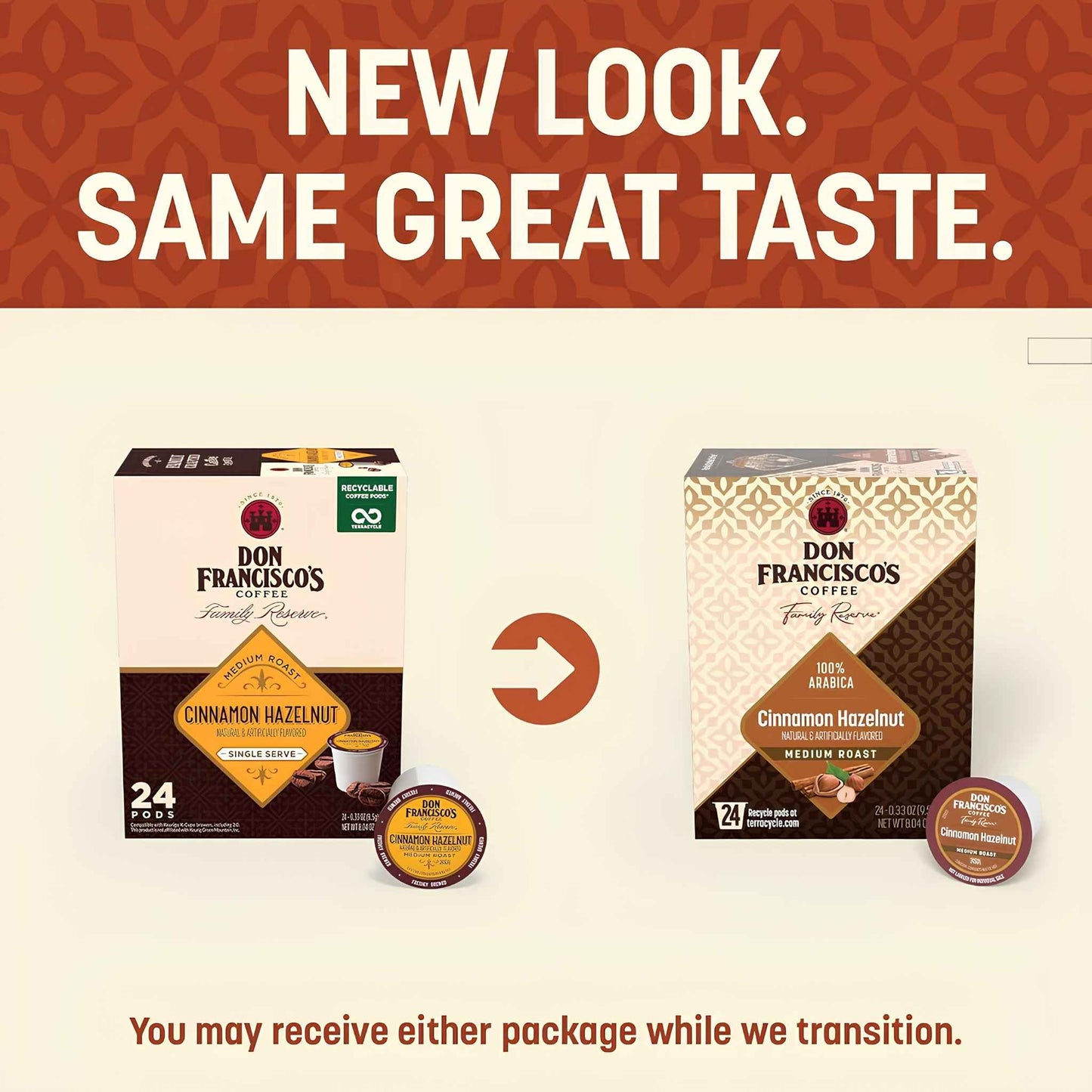Cinnamon Hazelnut Coffee Pods – Medium Roast 100% Arabica Single-Serve K-Cups (55 Count, Recyclable)