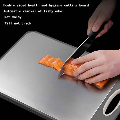 Double Sided Stainless Steel Cutting Board – Durable Kitchen Chopping Board for Meat, Vegetables & Fruits