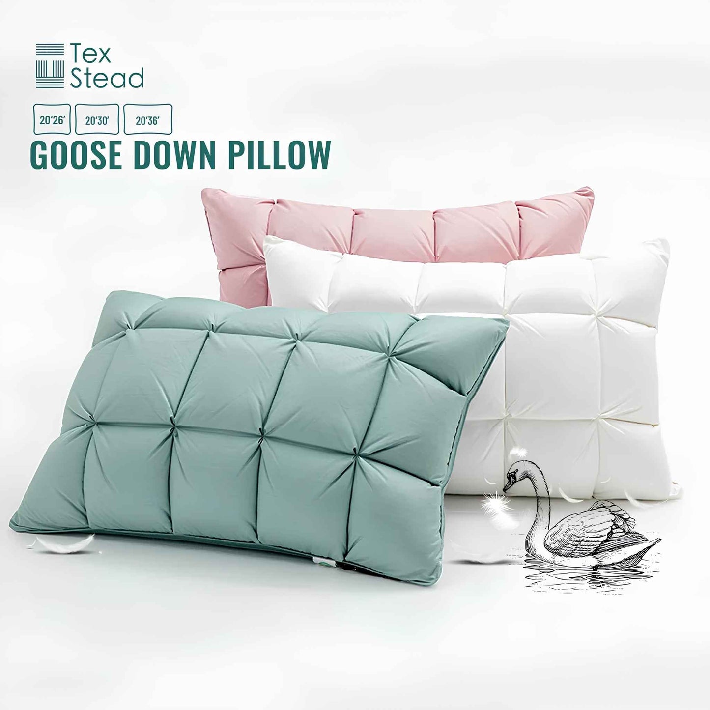 DreamNest™ Luxury Goose Down Feather Pillow – Pinch Pleat Hotel-Style Pillow with Neck Support (Standard, Queen & King Sizes)
