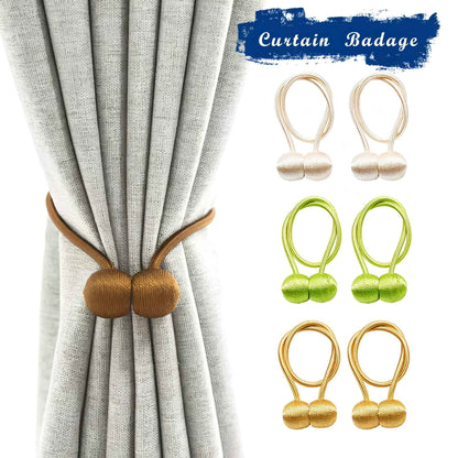 Magnetic Curtain Tiebacks 2 Pack – Elegant Polyester Buckle Curtain Holdbacks – No Drill Drapery Holders for Living Room, Bedroom & Office