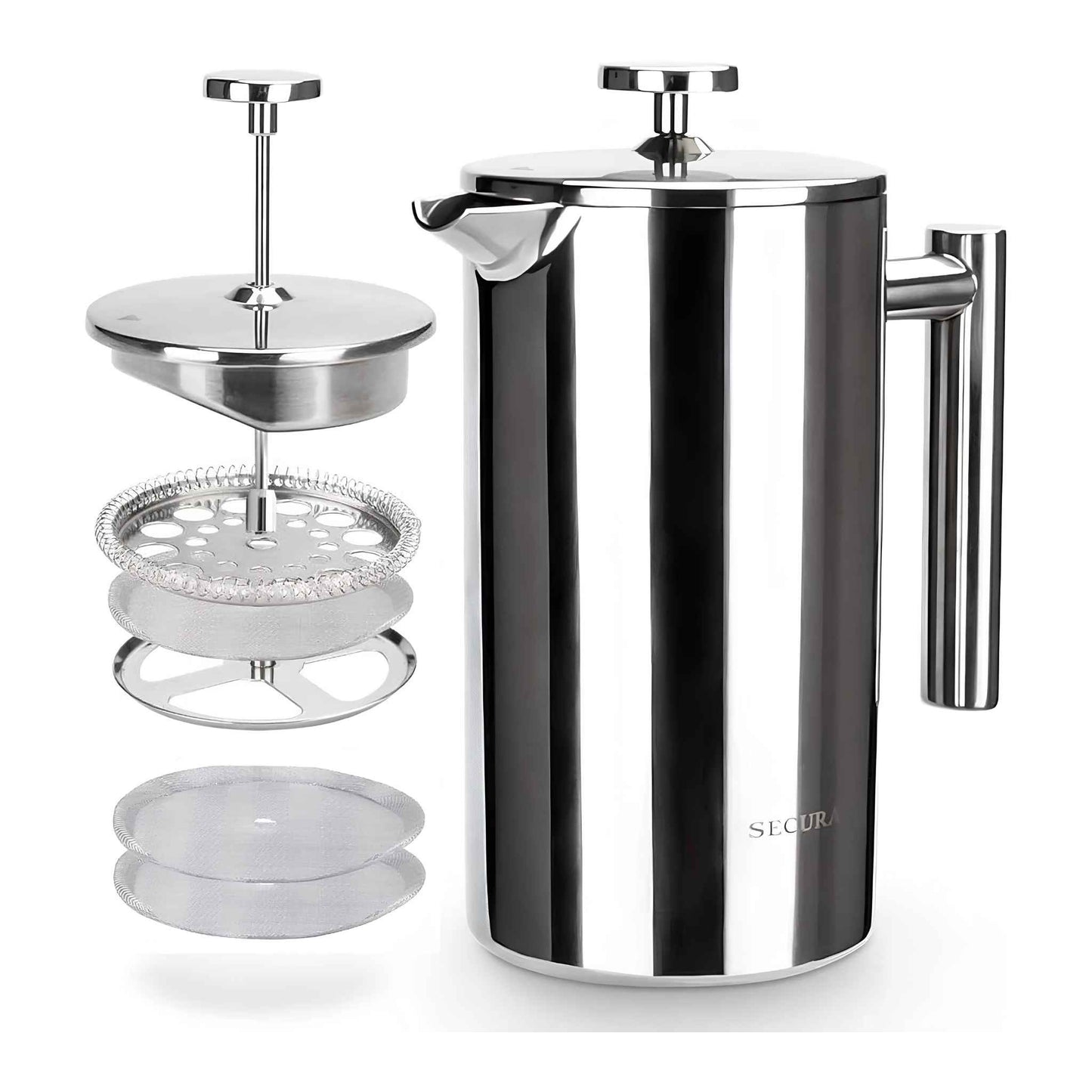 Stainless Steel French Press Coffee Maker | Double Wall Insulated (12oz–1.5L)