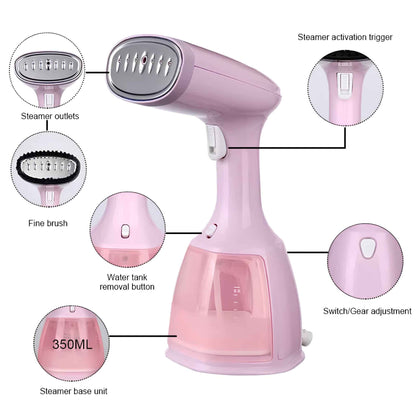 JetSteam™ 1500W Handheld Garment Steamer – Portable Fast Heat Wrinkle Remover – 350ml Travel Steam Iron for Clothes, Home & Travel Use