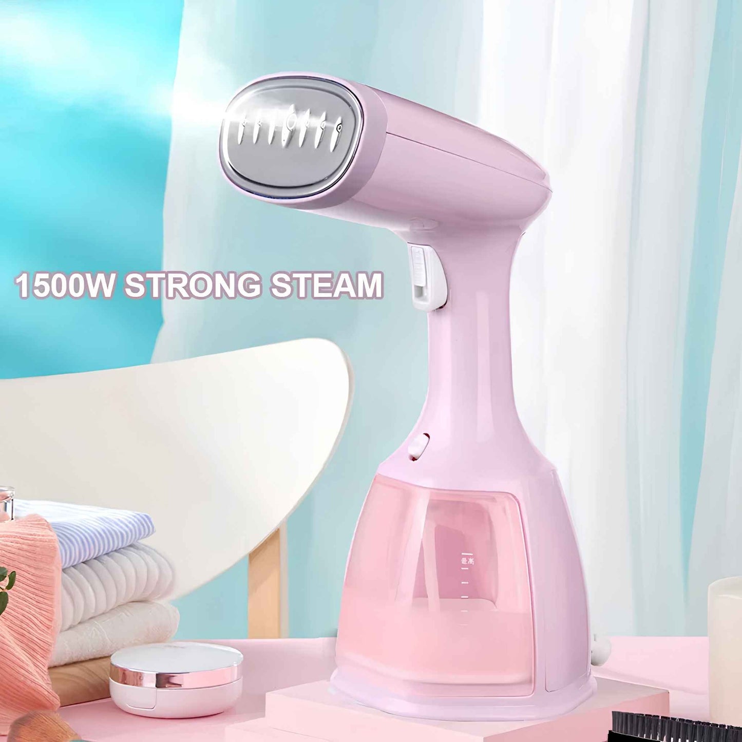 JetSteam™ 1500W Handheld Garment Steamer – Portable Fast Heat Wrinkle Remover – 350ml Travel Steam Iron for Clothes, Home & Travel Use