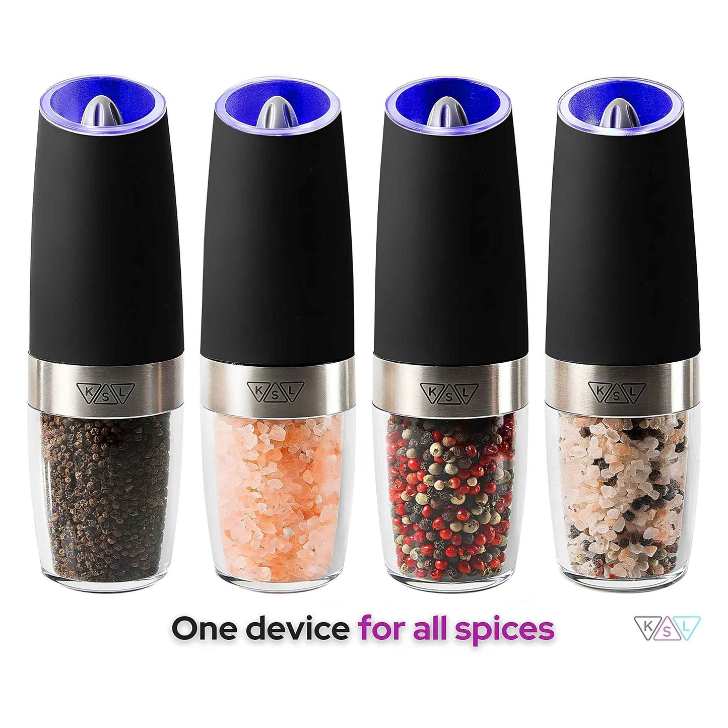 Gravity Electric Salt and Pepper Grinder Set – Automatic Battery Powered One-Handed Spice Mill with Adjustable Coarseness & LED Light | Kitchen Gift Set