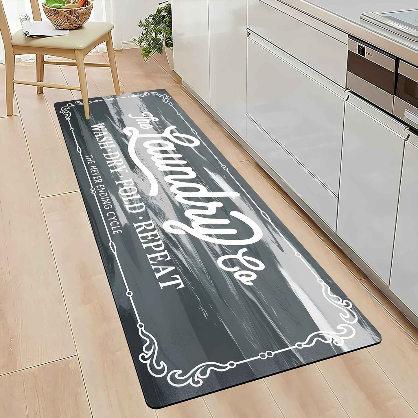 20” x 48” Laundry Room Rug Runner – Waterproof Non-Slip Rubber Kitchen & Floor Mat, Cushioned Anti-Fatigue Farmhouse Runner Rug