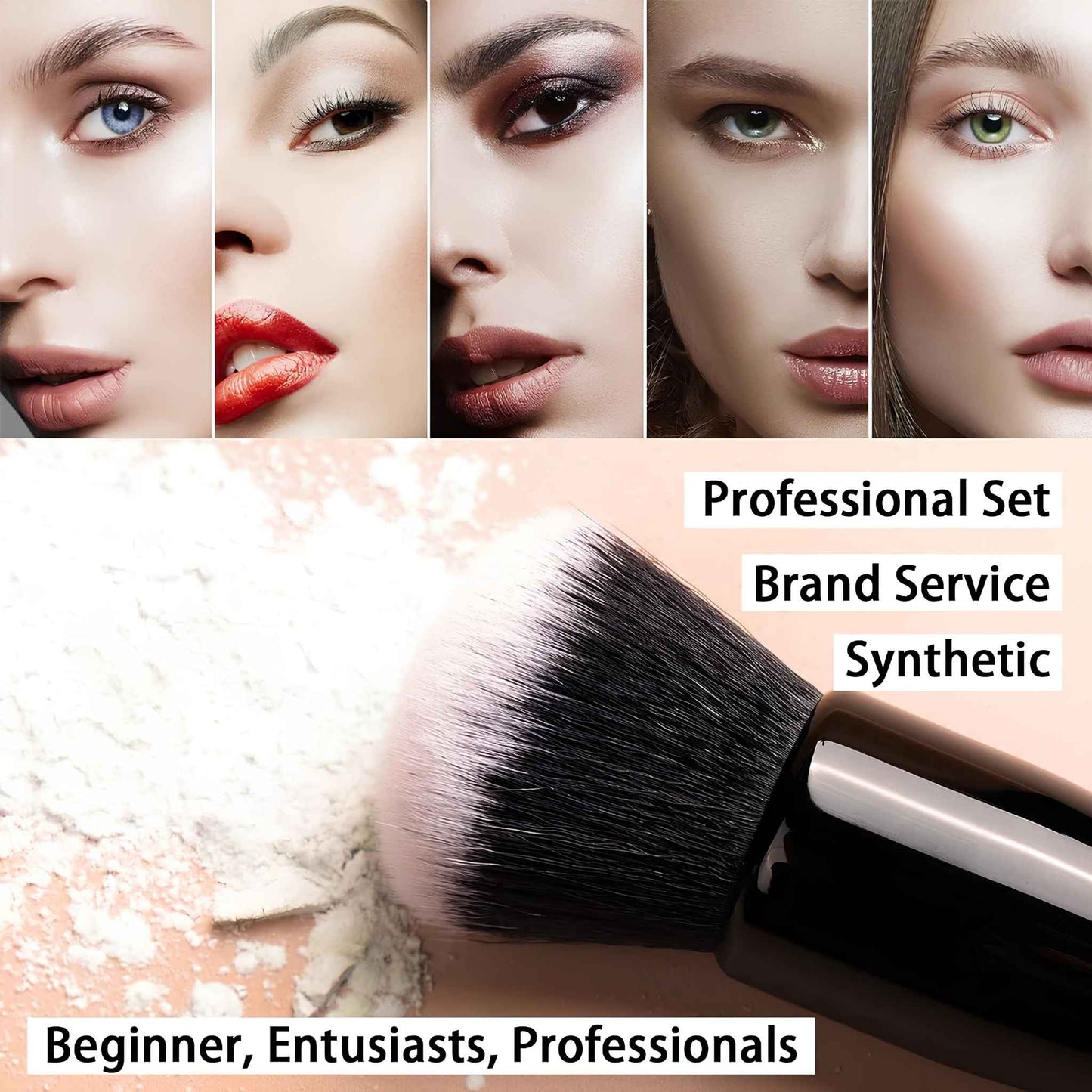 15-Piece Makeup Brush Set – Professional Vegan Makeup Brushes for Foundation, Blush & Eyeshadow