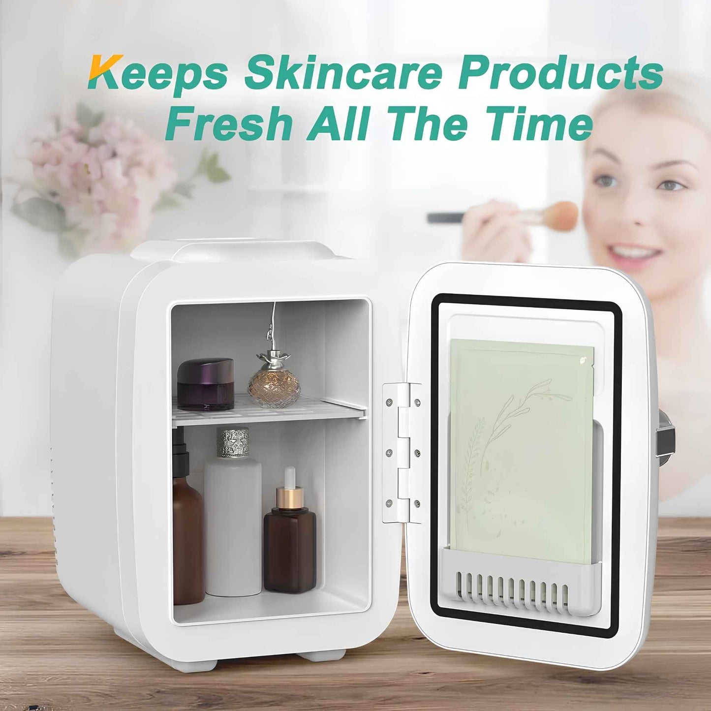 4L Mini Fridge Portable Cooler & Warmer – 6 Can Personal Refrigerator for Skincare, Cosmetics, Drinks, Food | Bedroom, Office, Car & Dorm Use (White)