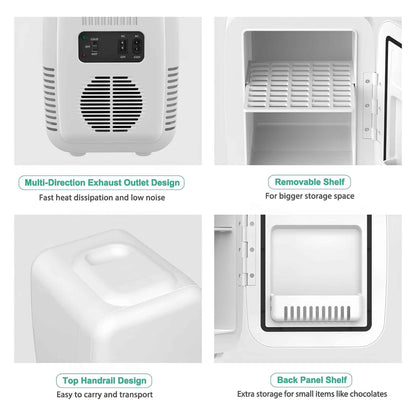 4L Mini Fridge Portable Cooler & Warmer – 6 Can Personal Refrigerator for Skincare, Cosmetics, Drinks, Food | Bedroom, Office, Car & Dorm Use (White)