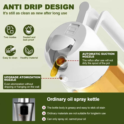 Mistify™ 500ml Olive Oil Spray Bottle – Precision Oil Mister Dispenser for Cooking, Air Fryer, Grilling & Baking
