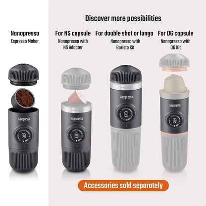 Nanopresso Portable Espresso Maker with Protective Case – Manual Travel Coffee Machine for Camping & Office (Chill White)