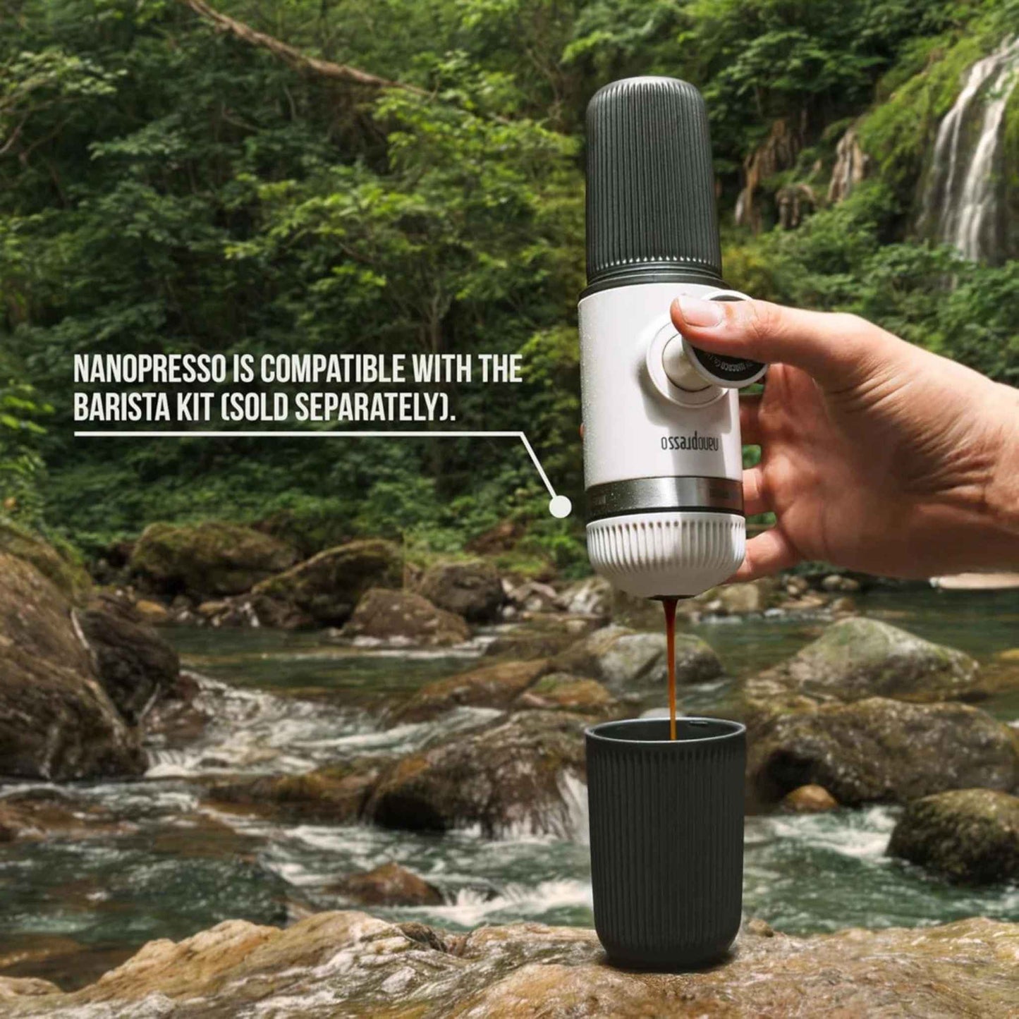 Nanopresso Portable Espresso Maker with Protective Case – Manual Travel Coffee Machine for Camping & Office (Chill White)