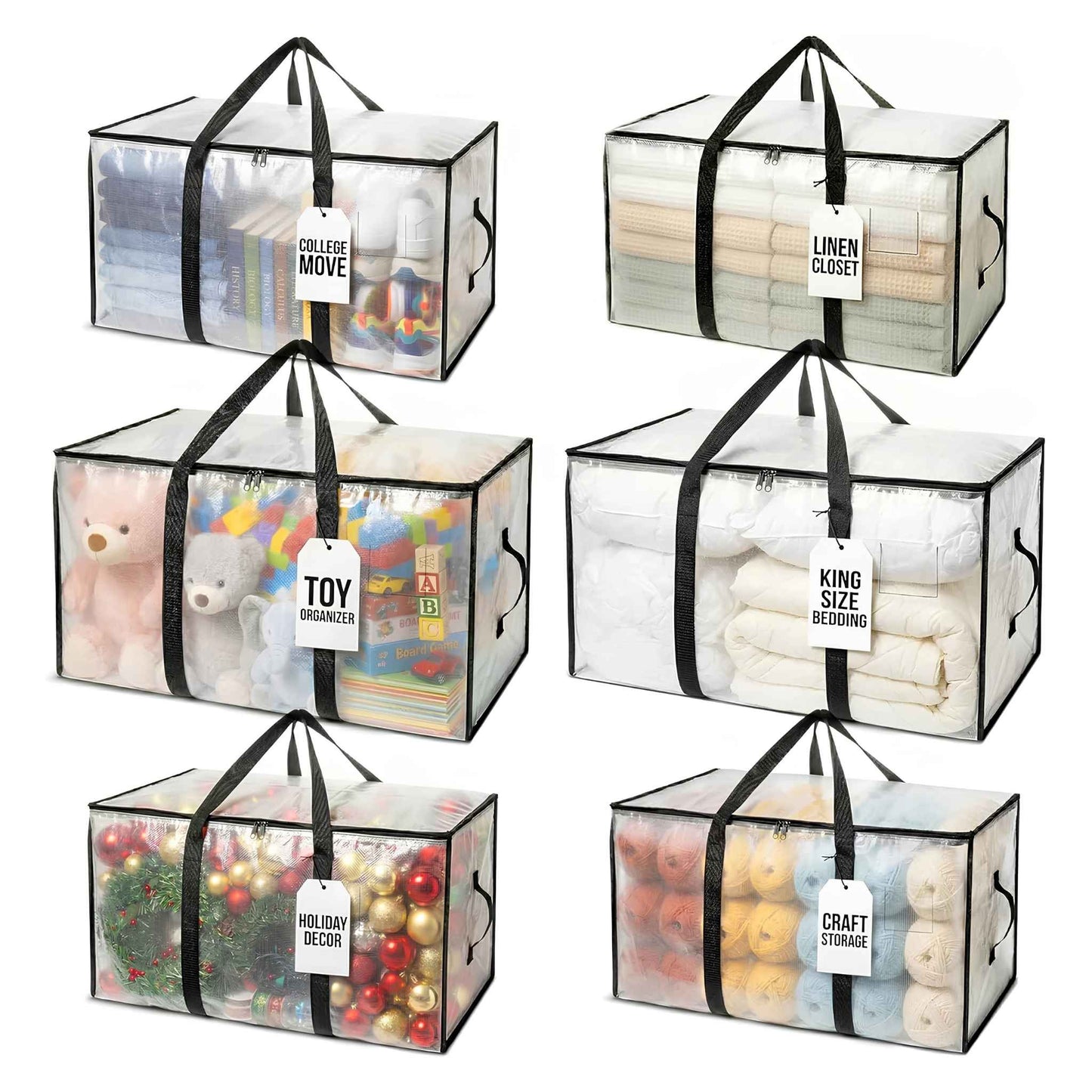 Oversized Moving Bags 6 Pack – Heavy Duty Storage Bags with Backpack Straps for Moving, Storage & Dorms