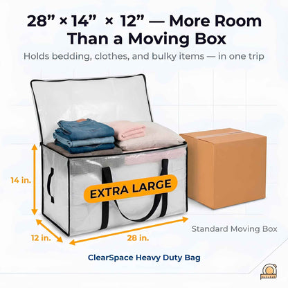 Oversized Moving Bags 6 Pack – Heavy Duty Storage Bags with Backpack Straps for Moving, Storage & Dorms
