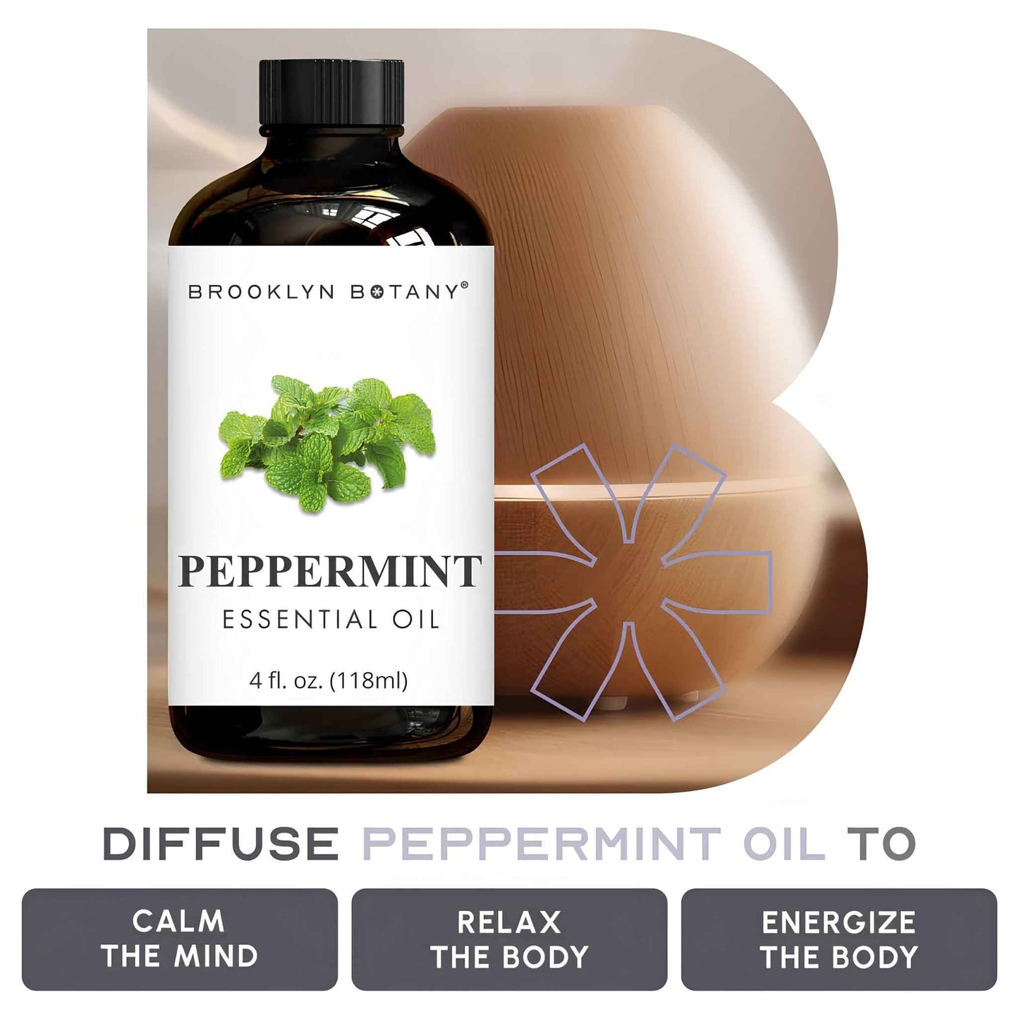 Peppermint Essential Oil – 100% Pure Therapeutic Grade Oil with Dropper (4 fl oz) for Aromatherapy, Diffuser & Relaxation