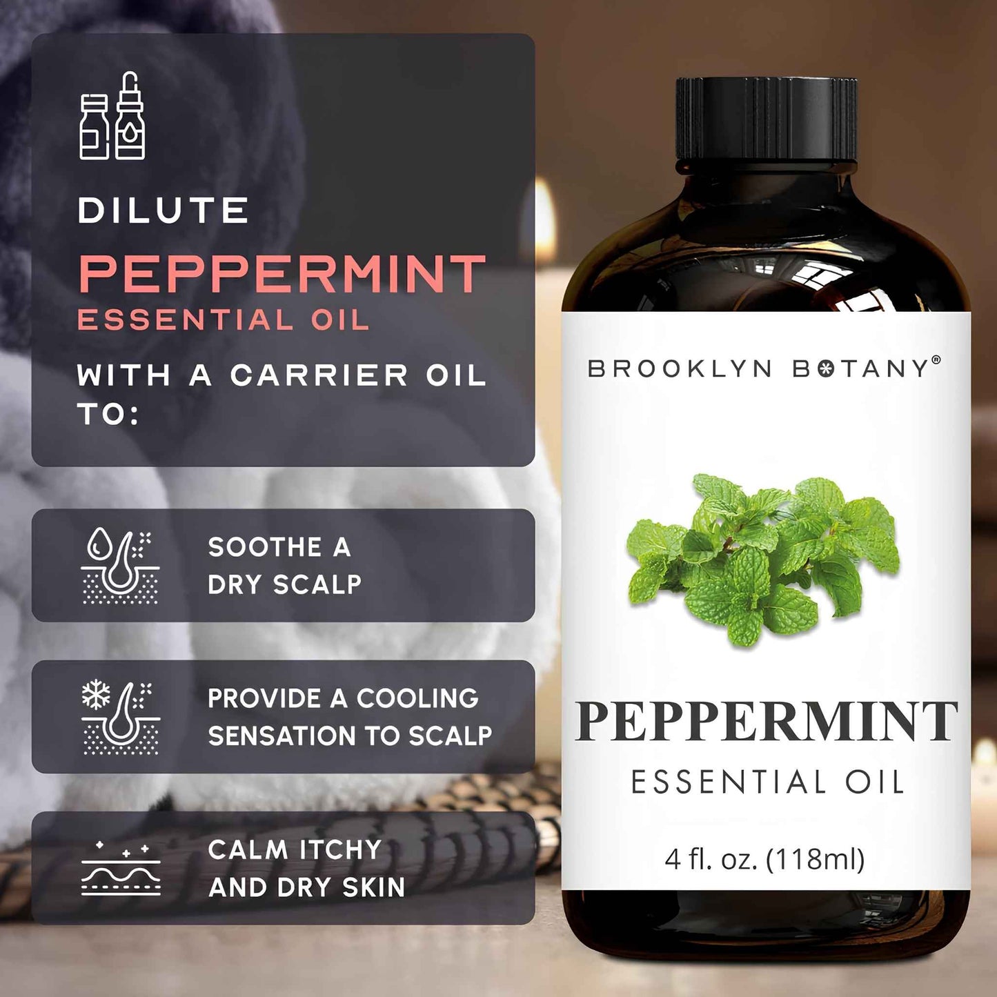 Peppermint Essential Oil – 100% Pure Therapeutic Grade Oil with Dropper (4 fl oz) for Aromatherapy, Diffuser & Relaxation