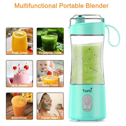 Portable Personal Blender for Smoothies & Shakes – USB Rechargeable Mini Blender with 6 Blades, 13oz