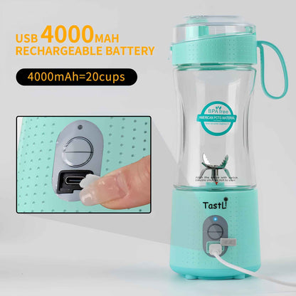 Portable Personal Blender for Smoothies & Shakes – USB Rechargeable Mini Blender with 6 Blades, 13oz