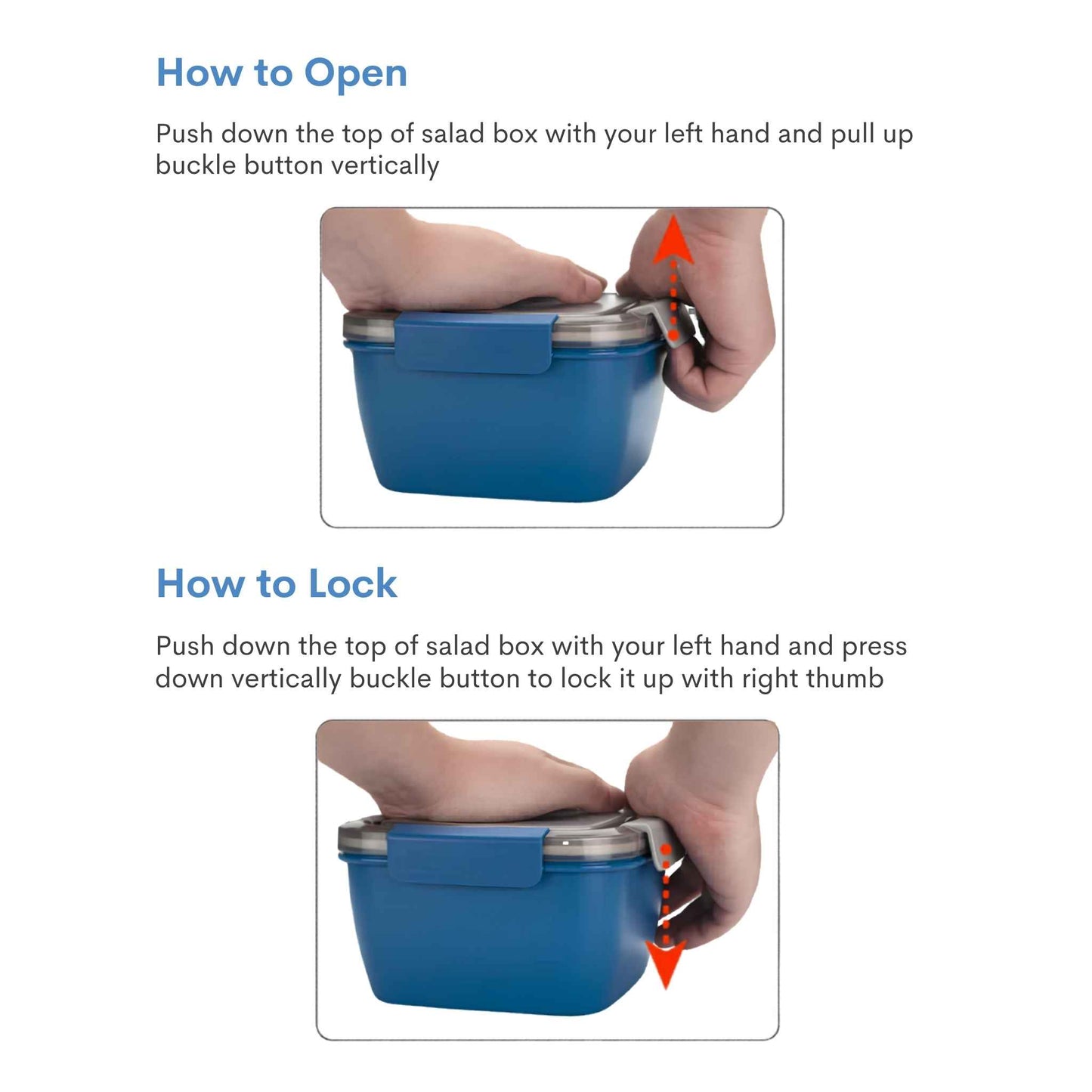 52 oz Salad Lunch Container with Compartments & Dressing Cup – Leakproof Salad Bowl To Go, Blue