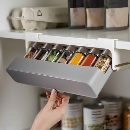 Self-Adhesive Kitchen Spice Rack – Wall-Mounted Under Shelf Spice Organizer for Kitchen Storage & Space Saving