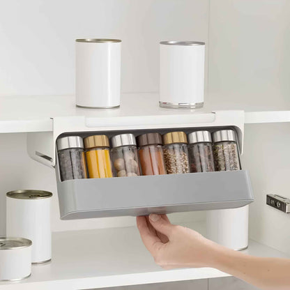 Self-Adhesive Kitchen Spice Rack – Wall-Mounted Under Shelf Spice Organizer for Kitchen Storage & Space Saving