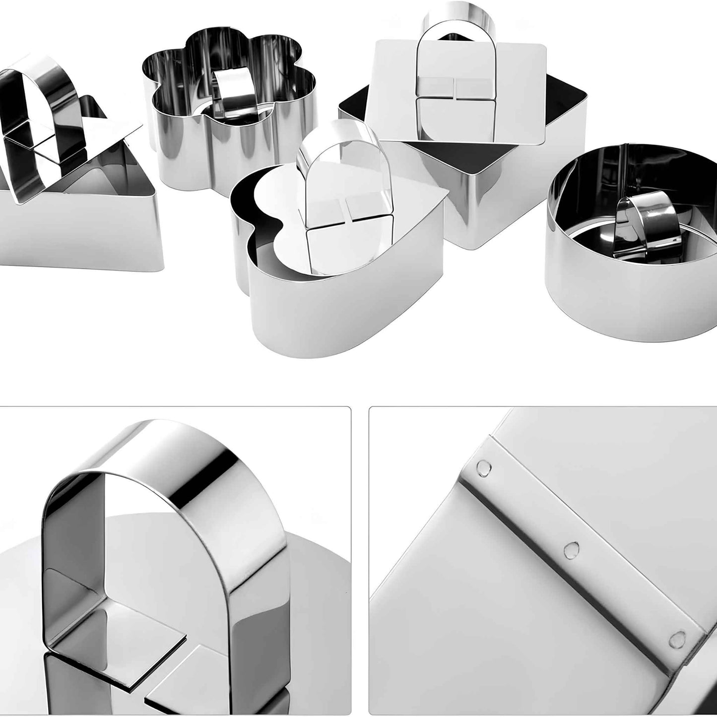 Set of 5 Stainless Steel Cake Ring Molds – 3 Inch Round Dessert Mousse Rings with Pusher & Lifter for Baking, Mousse, Pastry & Plating