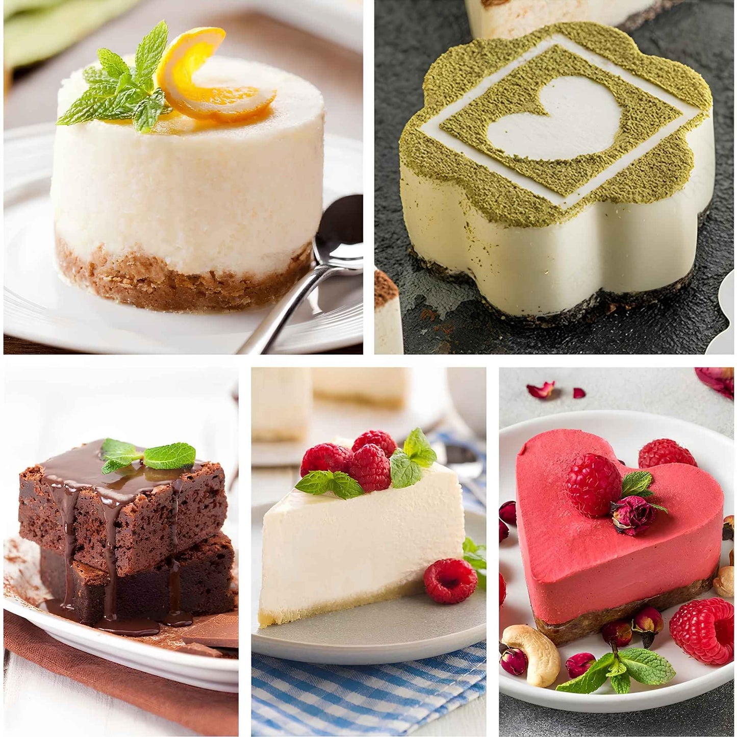 Set of 5 Stainless Steel Cake Ring Molds – 3 Inch Round Dessert Mousse Rings with Pusher & Lifter for Baking, Mousse, Pastry & Plating