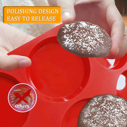Silicone Whoopie Pie Baking Pans Set of 2 – Non-Stick Muffin Top Mold, Food Grade BPA-Free Silicone, Oven & Dishwasher Safe (6-Cavity)