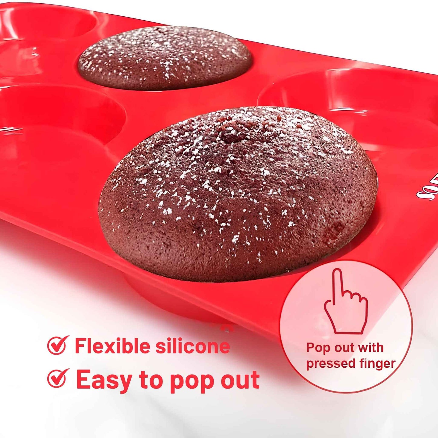 Silicone Whoopie Pie Baking Pans Set of 2 – Non-Stick Muffin Top Mold, Food Grade BPA-Free Silicone, Oven & Dishwasher Safe (6-Cavity)