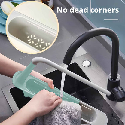 SinkSpace™ 2-in-1 Telescopic Sink Storage Rack – Adjustable Expandable Kitchen Sponge Holder & Sink Organizer