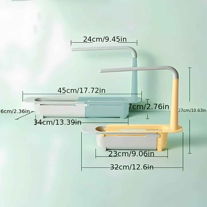 SinkSpace™ 2-in-1 Telescopic Sink Storage Rack – Adjustable Expandable Kitchen Sponge Holder & Sink Organizer